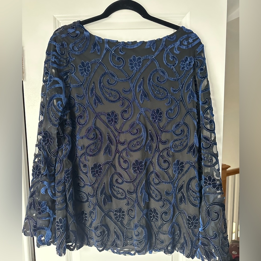 Charter club dressy top. Bell sleeves. Black and navy. Absolutely beautiful!